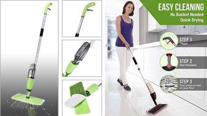 360° Floor Spray Mop – Refillable Bottle, Microfiber Pad | Wet & Dry Cleaning for All Surfaces
