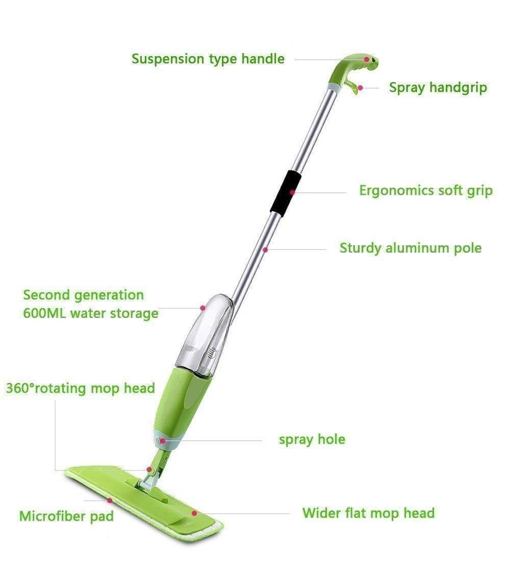 360° Floor Spray Mop – Refillable Bottle, Microfiber Pad | Wet & Dry Cleaning for All Surfaces