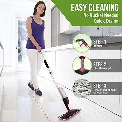 360° Floor Spray Mop – Refillable Bottle, Microfiber Pad | Wet & Dry Cleaning for All Surfaces